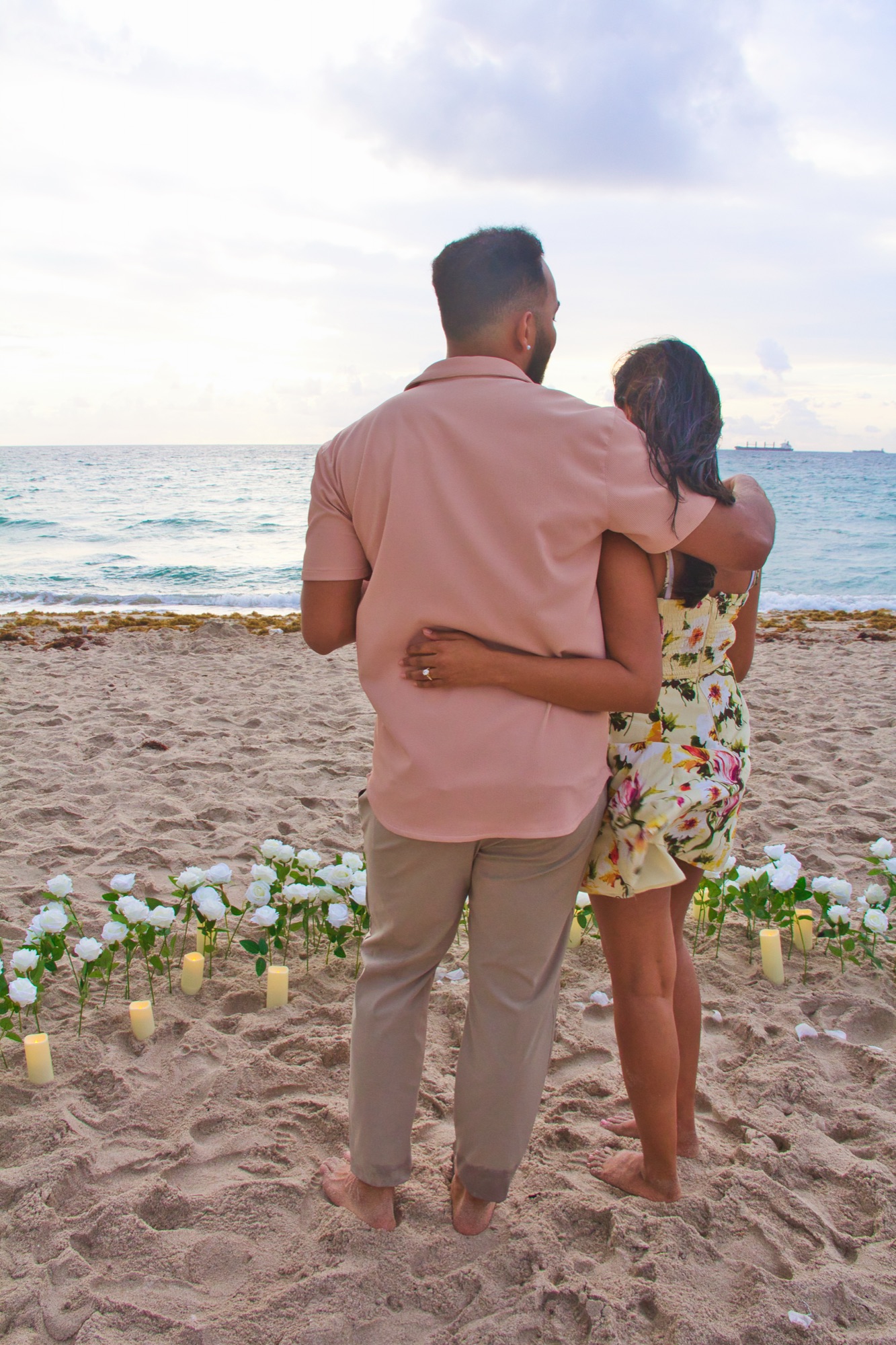 David and Shriya looking out at the ocean together